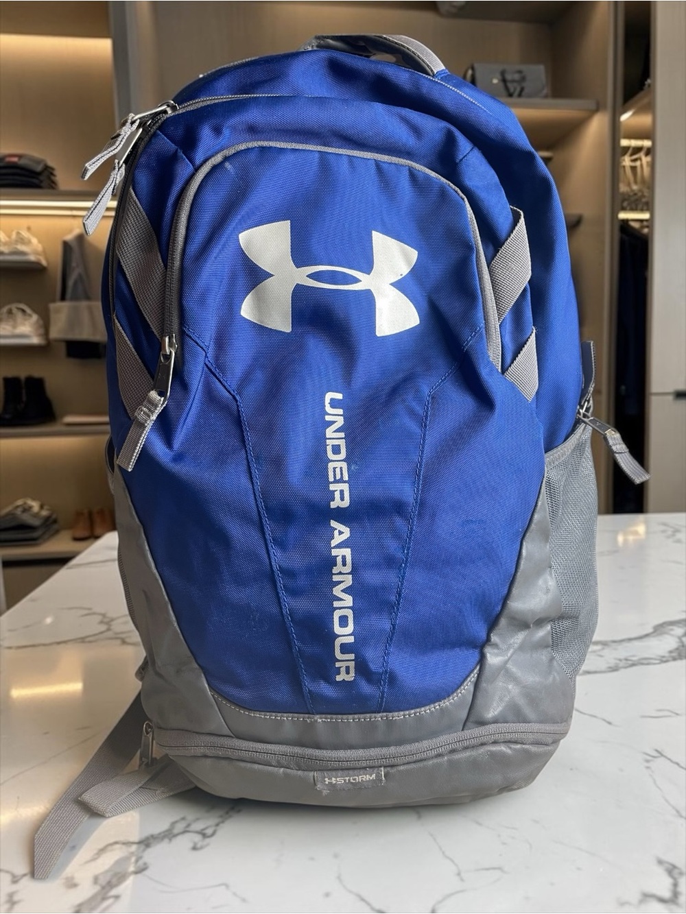 Under Armour Blue and Gray Backpack with White Logo